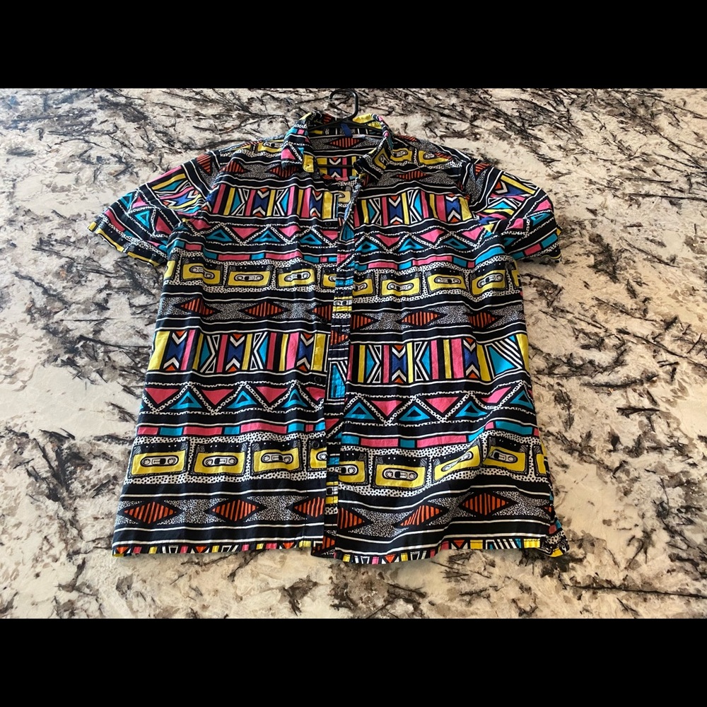 90s style pattern shirt